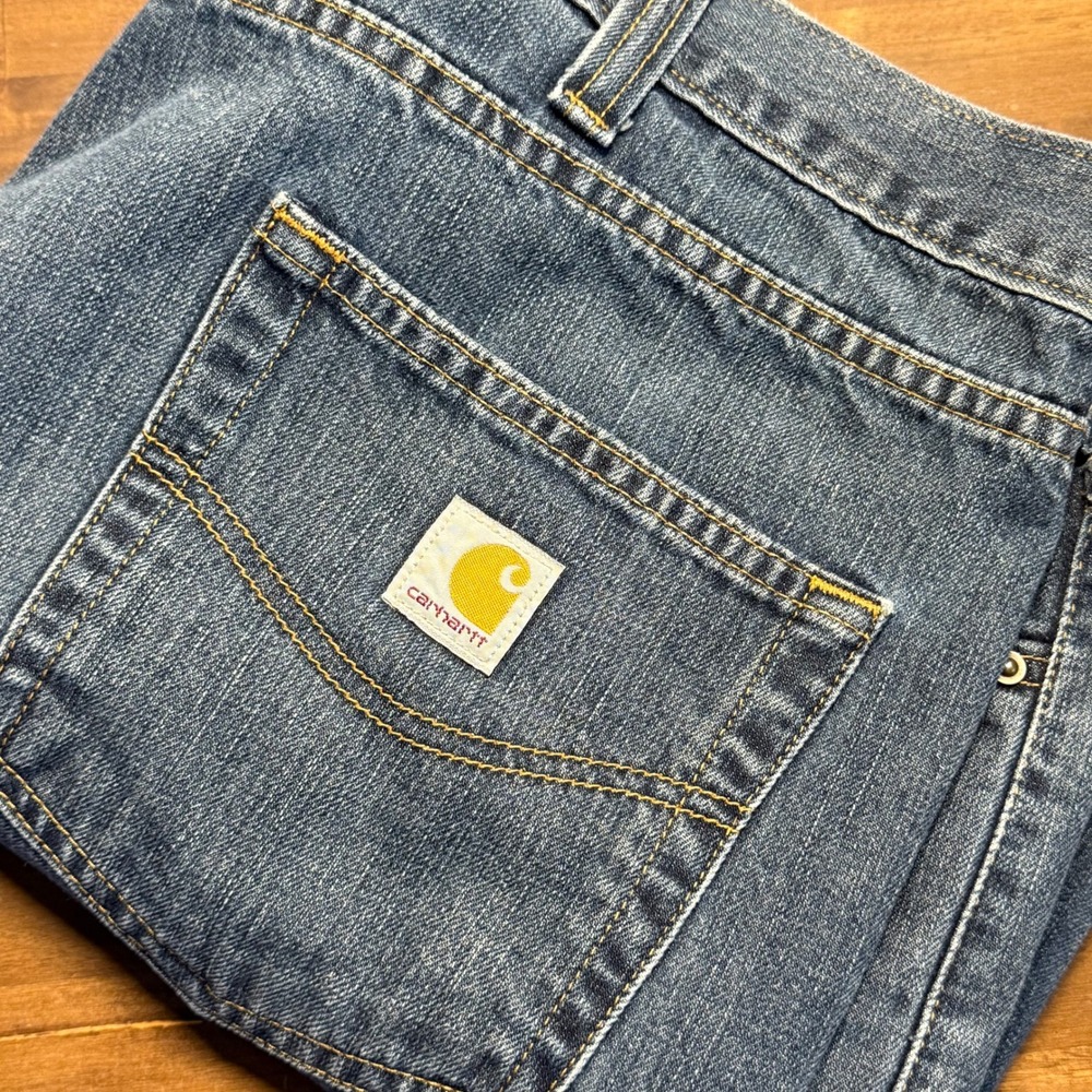 Carhartt Mens Jeans 40x30 Blue Denim Straight Fit‎ Work Pants RN 14806